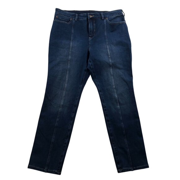 Duluth Trading Co Womens Jeans Size 16 Short Stretch Dark Wash Denim Blue Casual - Picture 1 of 13